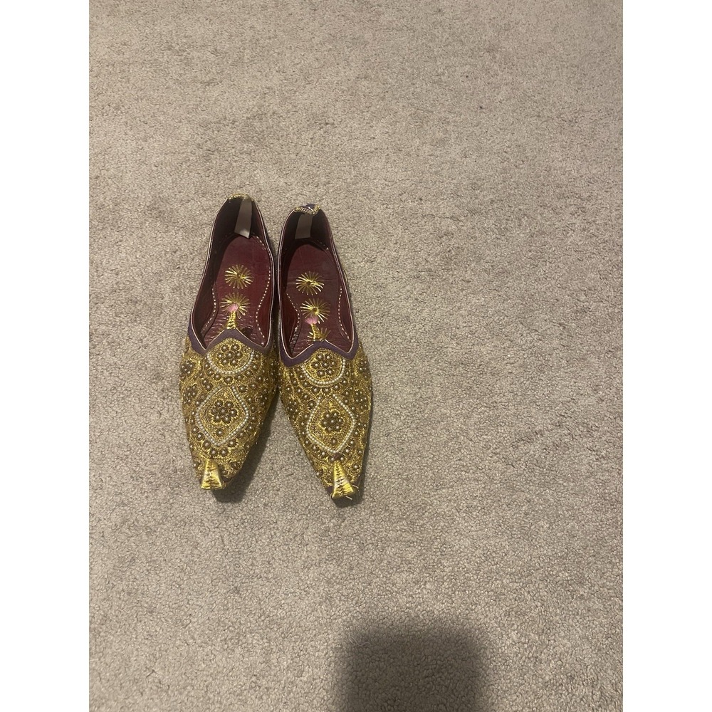 Men's Indian Mojari Jutti Shoes Sz 9 US Handmade Embroidered Ethnic Slip-On